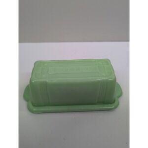 TableCraft Jadeite Green Glass Butter Dish 6.75" X 3.25" X 2.25"